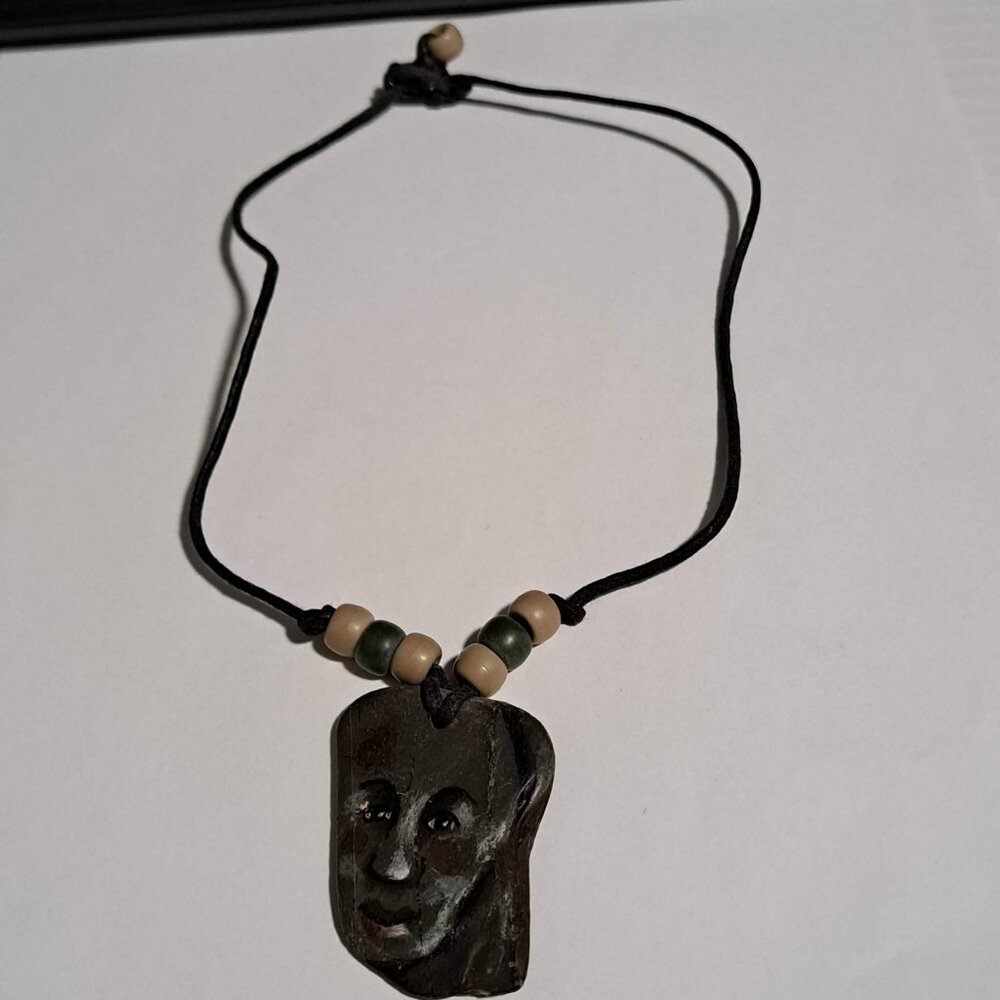 Hand painted rock pendant necklace